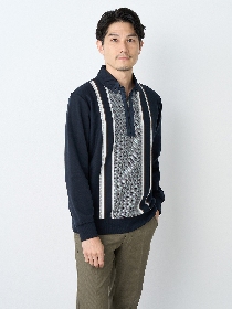 【早割30%OFF対象】【キングサイズ】タックストライプ長袖ハーフジップ