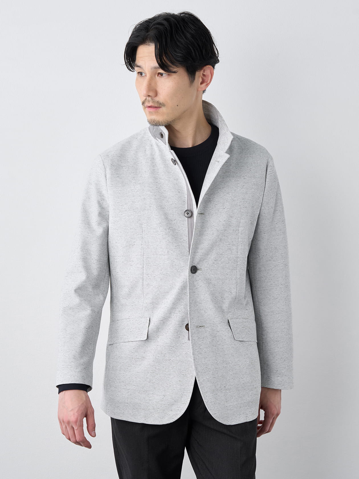 【早割30%OFF対象】【KING】尾州生地リネン混ワッフルコンバチジャケット