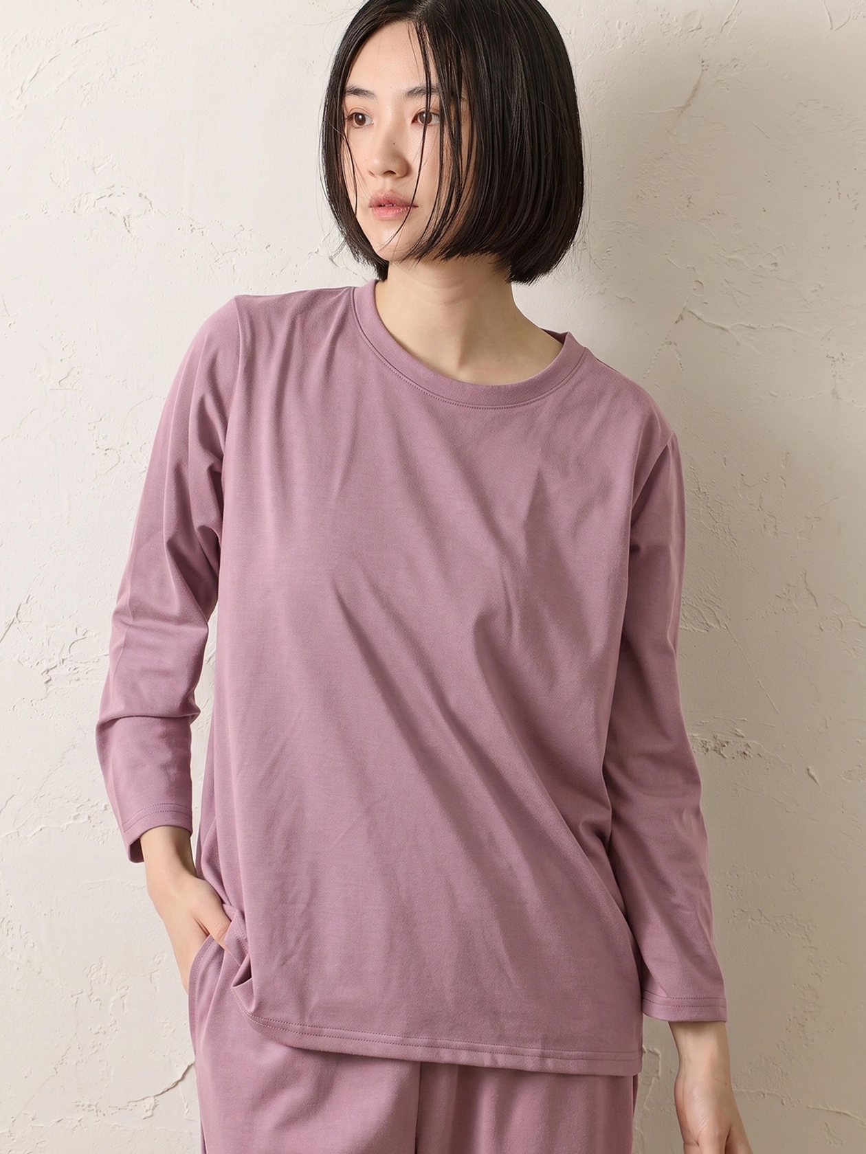 長袖リカバリーダブルニットTシャツ