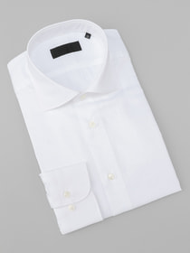 【クレリック】シャドーストライプ　ホワイトドレスシャツ