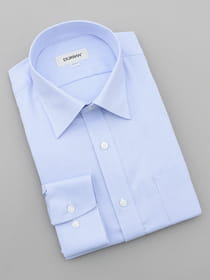 【EC限定】ネックスリーブサイズ / レギュラ―カラー　サックスへリンボンシャツ