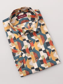 【LLサイズ】【半袖】幾何学プリントシャツ