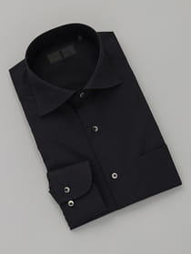 【ワイドカラー】ブロードブラックドレスシャツ