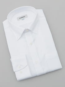 【スナップダウン】【首回り×裄丈サイズ】へリンボンホワイトドレスシャツ