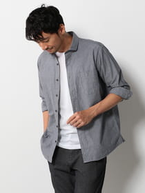 【SUPER TIME SALE】七分袖／小紋ジャガードシャツ